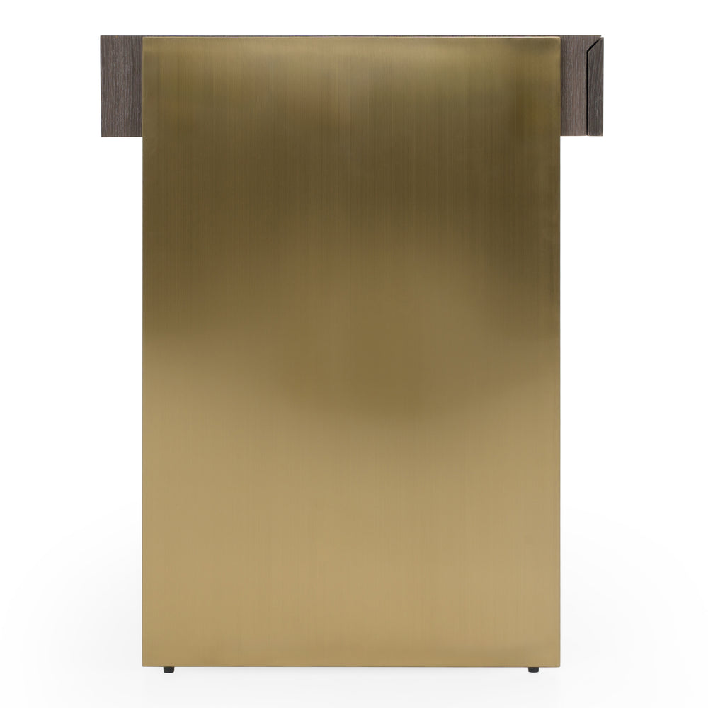 Trahan - Modern Grey Elm & Gold Office Desk - View 8