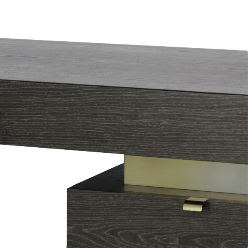 Trahan  Modern Grey Elm & Gold Office Desk