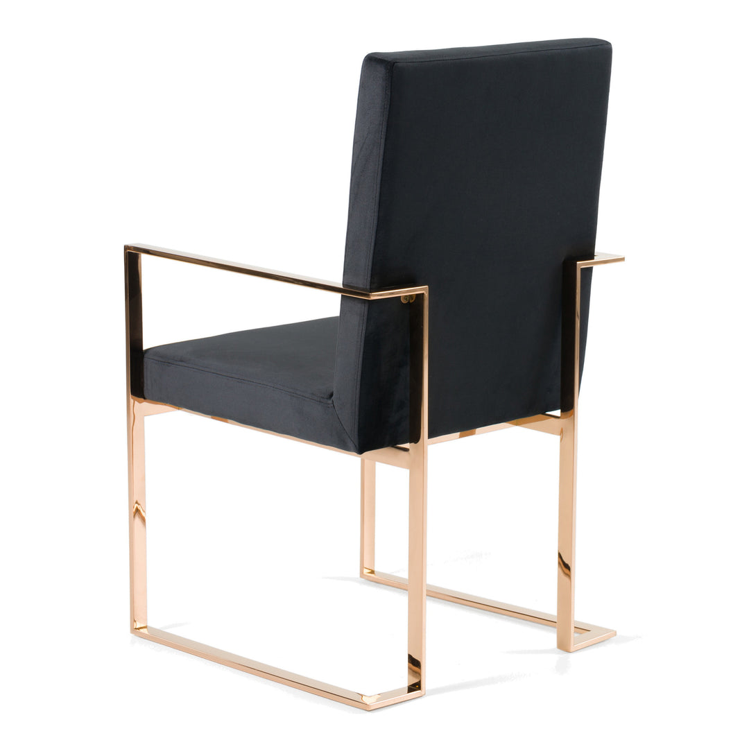 Trea - Modern Black Velvet & Rosegold Dining Chair