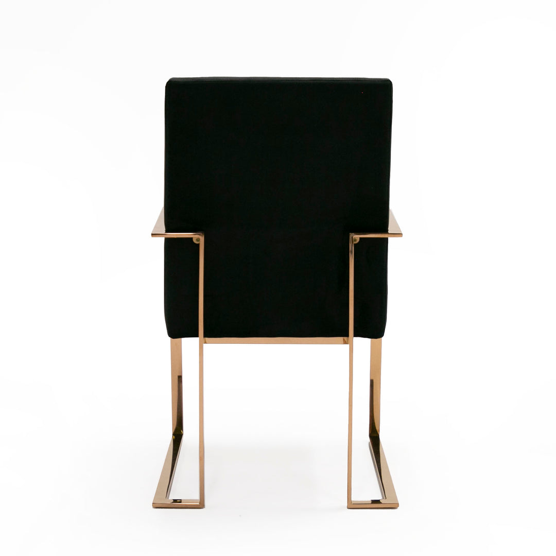 Trea  Modern Black Velvet & Rosegold Dining Chair