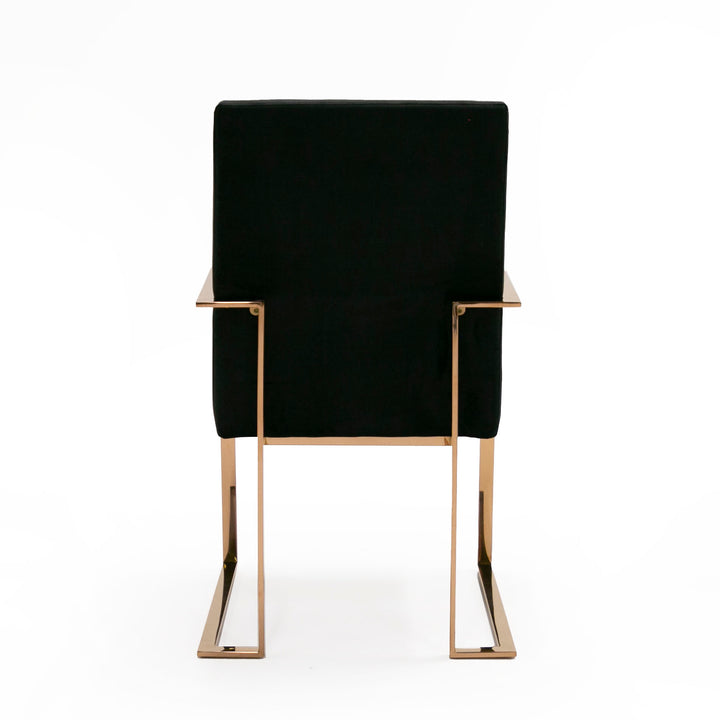 Trea  Modern Black Velvet & Rosegold Dining Chair