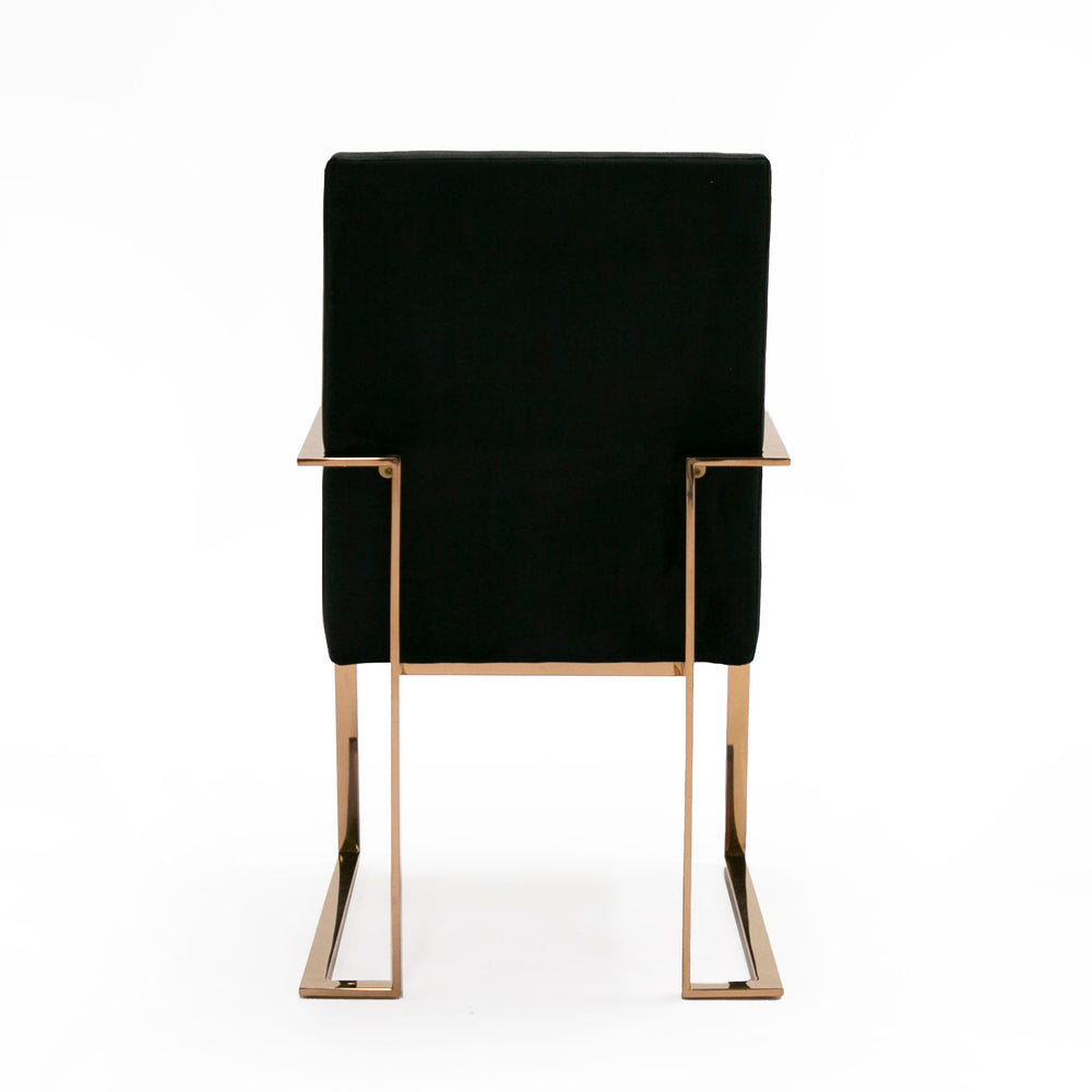 Trea - Modern Black Velvet & Rosegold Dining Chair - View 2