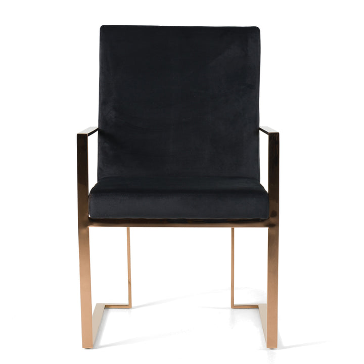 Trea  Modern Black Velvet & Rosegold Dining Chair