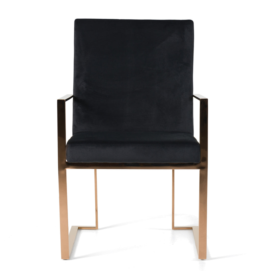 Trea - Modern Black Velvet  and  Rosegold Dining Chair