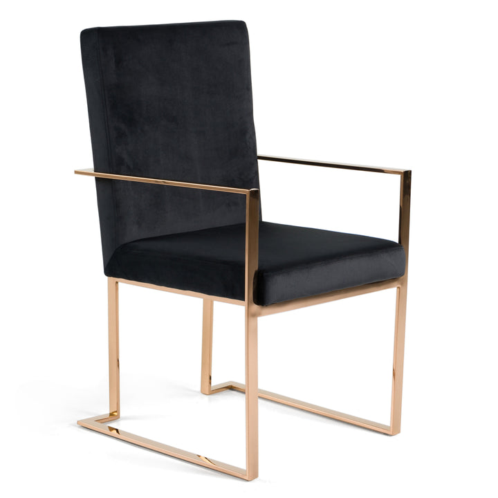 Trea  Modern Black Velvet & Rosegold Dining Chair
