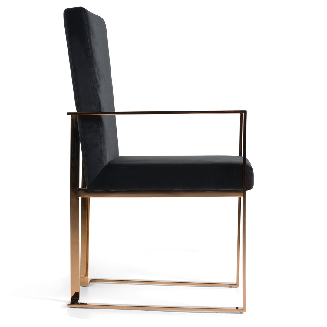 Trea - Modern Black Velvet  and  Rosegold Dining Chair