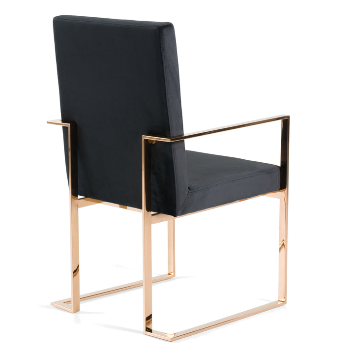 Trea  Modern Black Velvet & Rosegold Dining Chair
