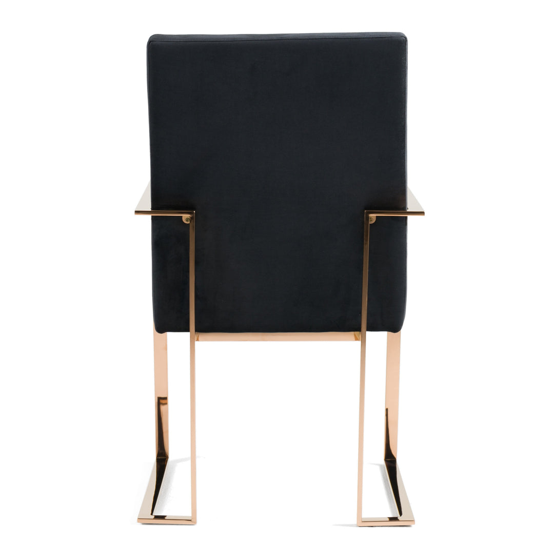 Trea  Modern Black Velvet & Rosegold Dining Chair