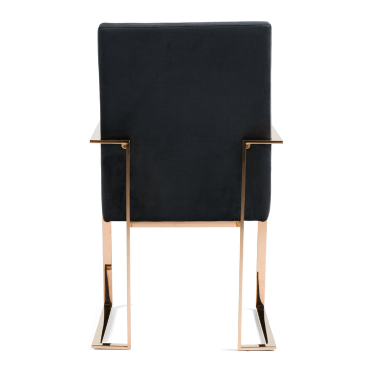 Trea  Modern Black Velvet & Rosegold Dining Chair