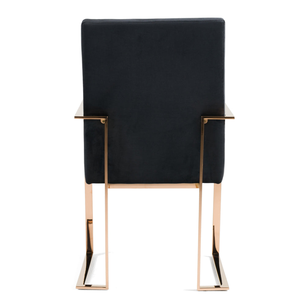 Trea - Modern Black Velvet & Rosegold Dining Chair - View 6