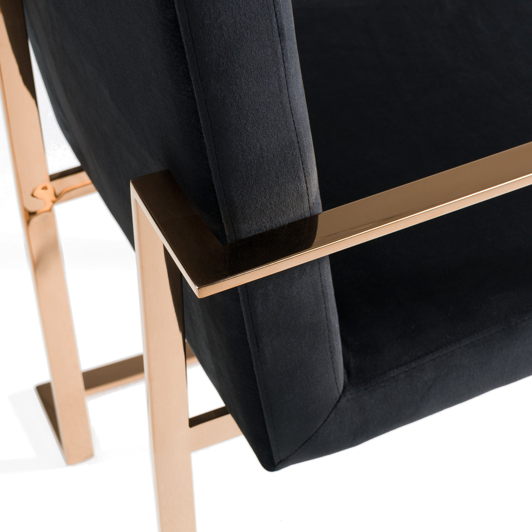 Trea  Modern Black Velvet & Rosegold Dining Chair
