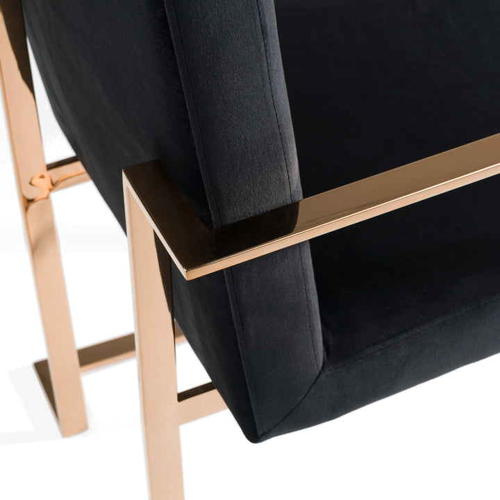 Trea  Modern Black Velvet & Rosegold Dining Chair