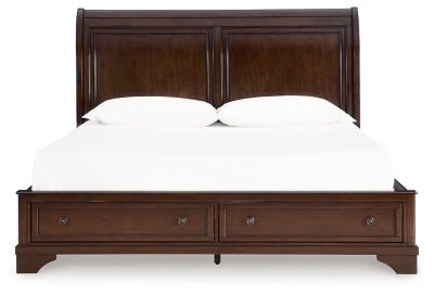 Trellington King Sleigh Storage Bed - Dark Brown Storage Bed modern furniture Contempo Furniture