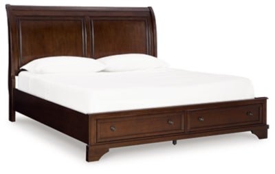 Trellington King Sleigh Storage Bed - Dark Brown Storage Bed modern furniture Contempo Furniture