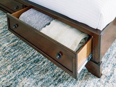 Trellington Queen Sleigh Storage Bed - Dark Brown Storage Bed modern furniture Contempo Furniture