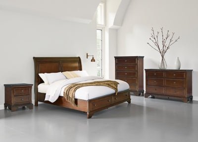 Trellington Queen Sleigh Storage Bed - Dark Brown Storage Bed modern furniture Contempo Furniture