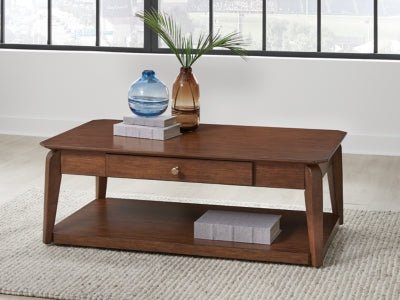 Trenmour Coffee Table - Light Brown Cocktail Table modern furniture Contempo Furniture