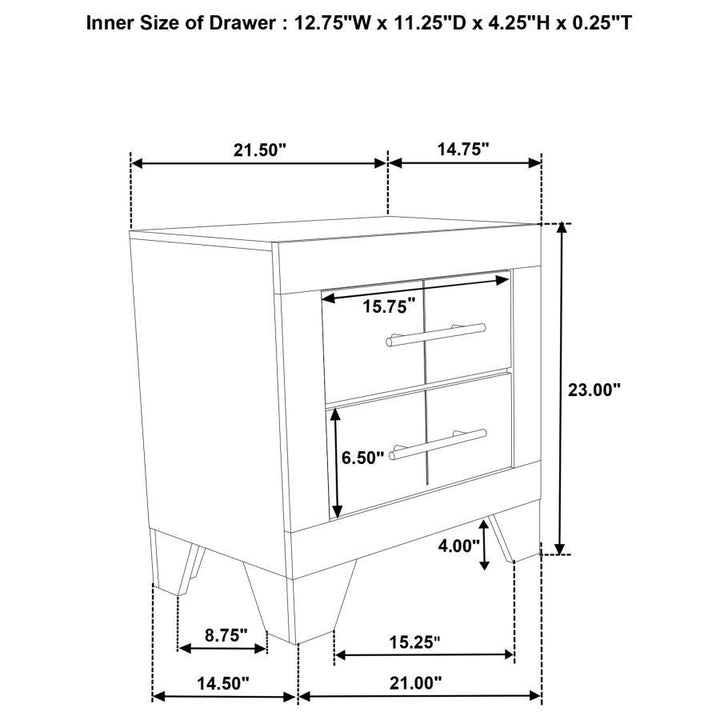 Trenton - 2 - Drawer Nightstand Bedside Table - Rustic Cream Accent Nightstand modern furniture Contempo Furniture