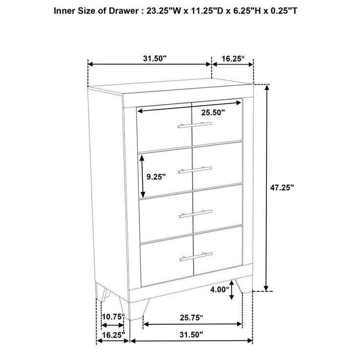 Trenton - 4 - Drawer Bedroom Chest Of Drawers - Rustic Cream Accent Chest modern furniture Contempo Furniture