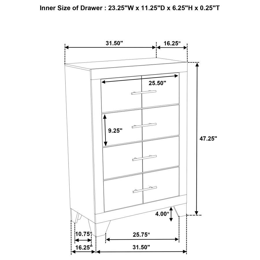 Trenton - 4 - Drawer Bedroom Chest Of Drawers - Rustic Cream Accent Chest modern furniture Contempo Furniture