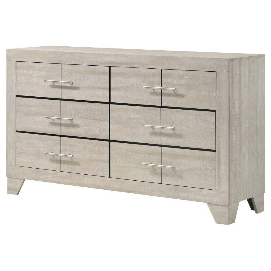 Trenton - 6 - Drawer Bedroom Dresser - Rustic Cream Dressers modern furniture Contempo Furniture