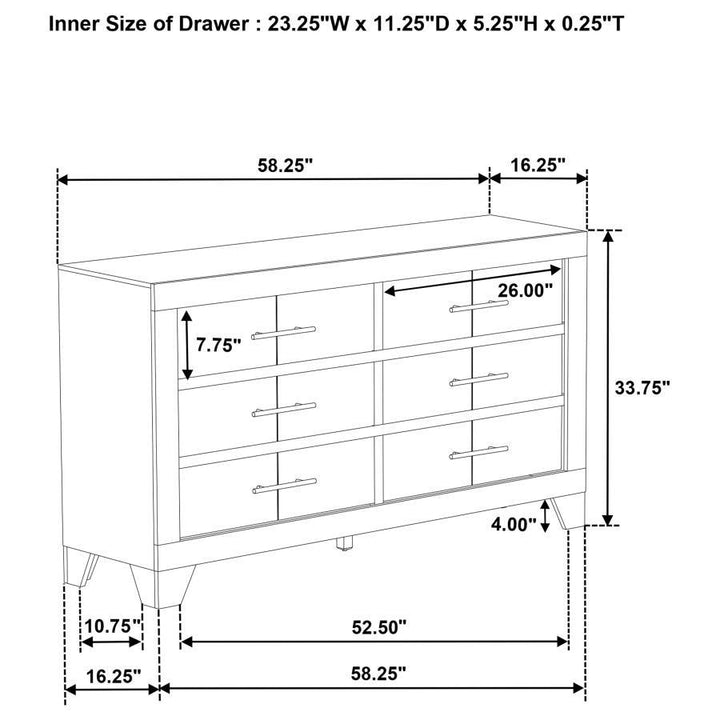 Trenton - 6 - Drawer Bedroom Dresser - Rustic Cream Dressers modern furniture Contempo Furniture