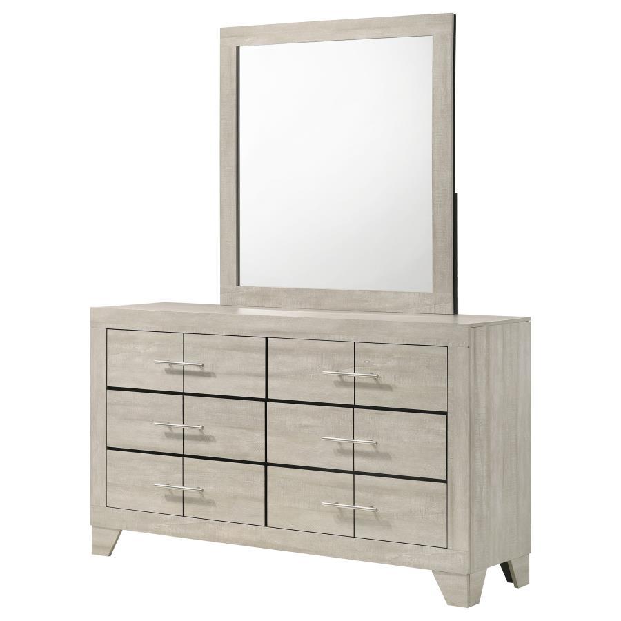 Trenton - 6 - Drawer Bedroom Dresser With Mirror - Rustic Cream Dresser & Mirror modern furniture Contempo Furniture