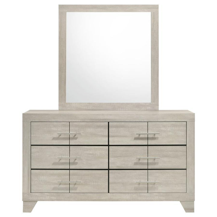 Trenton - 6 - Drawer Bedroom Dresser With Mirror - Rustic Cream Dresser &amp; Mirror modern furniture Contempo Furniture
