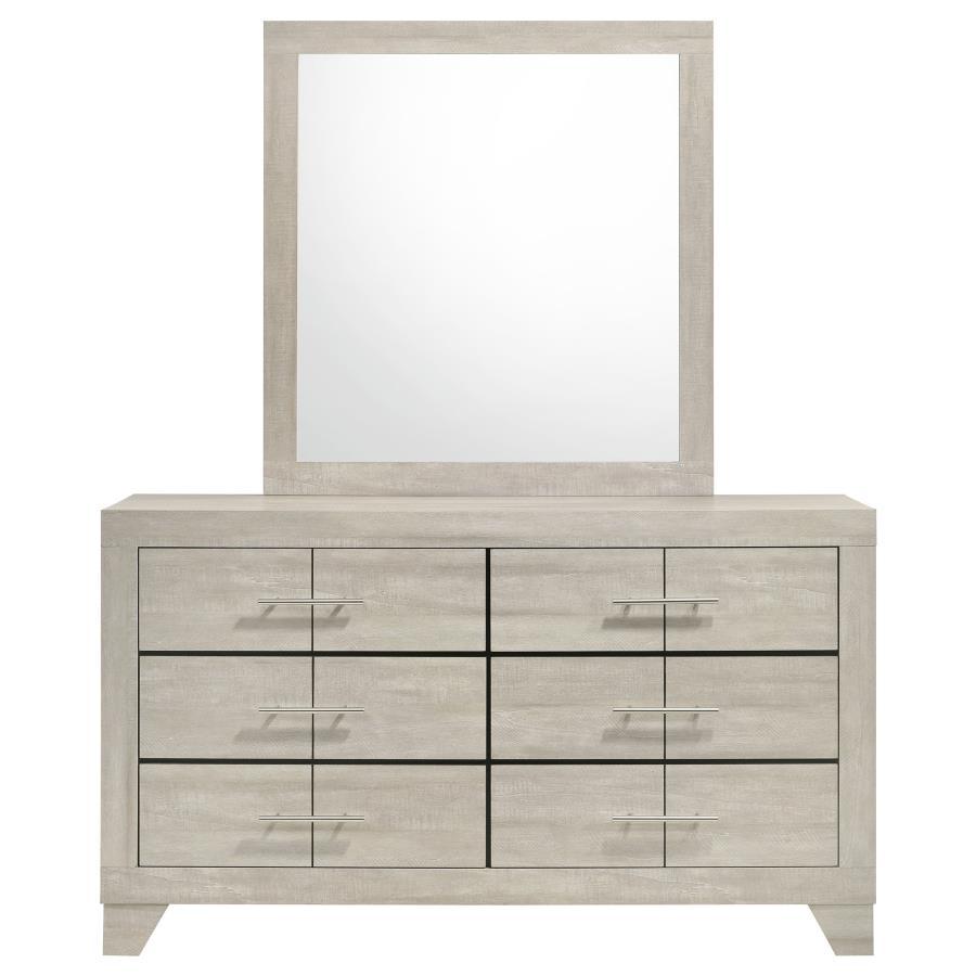 Trenton - 6 - Drawer Bedroom Dresser With Mirror - Rustic Cream Dresser & Mirror modern furniture Contempo Furniture