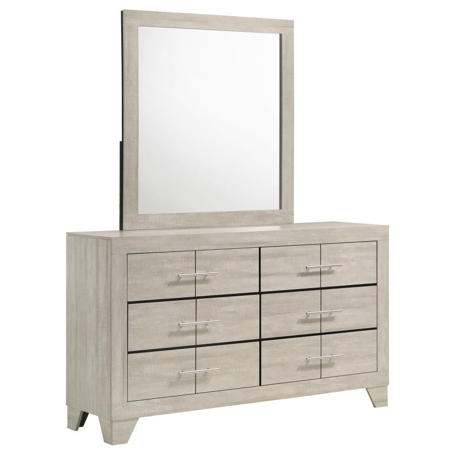 Trenton - 6 - Drawer Bedroom Dresser With Mirror - Rustic Cream Dresser & Mirror modern furniture Contempo Furniture
