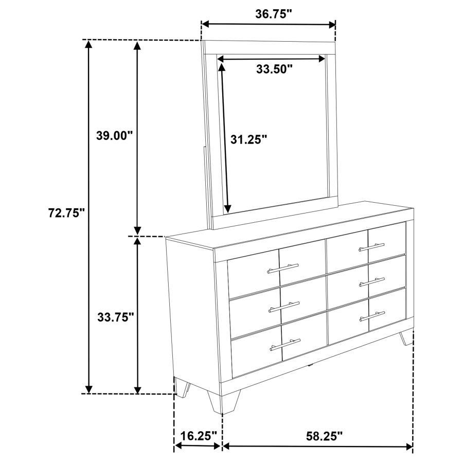 Trenton - 6 - Drawer Bedroom Dresser With Mirror - Rustic Cream Dresser & Mirror modern furniture Contempo Furniture
