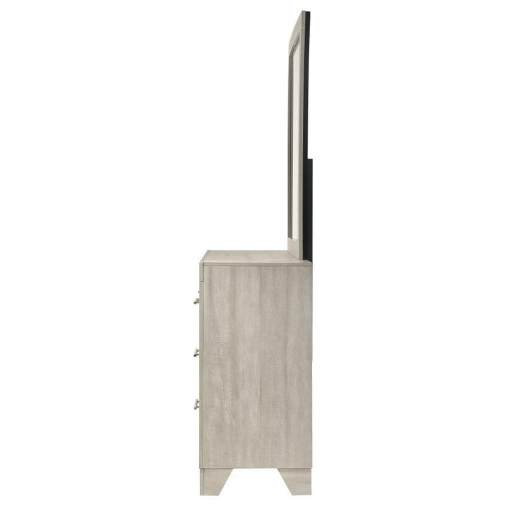 Trenton - 6 - Drawer Bedroom Dresser With Mirror - Rustic Cream Dresser &amp; Mirror modern furniture Contempo Furniture
