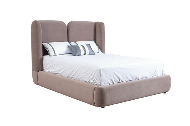 Trevers Modern Wood Bed Frame with Panel Headboard Platform Bed modern furniture Contempo Furniture