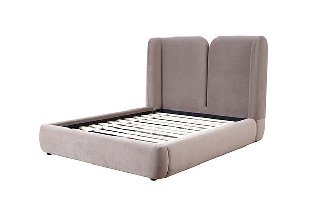 Trevers Modern Wood Bed Frame with Panel Headboard Platform Bed modern furniture Contempo Furniture