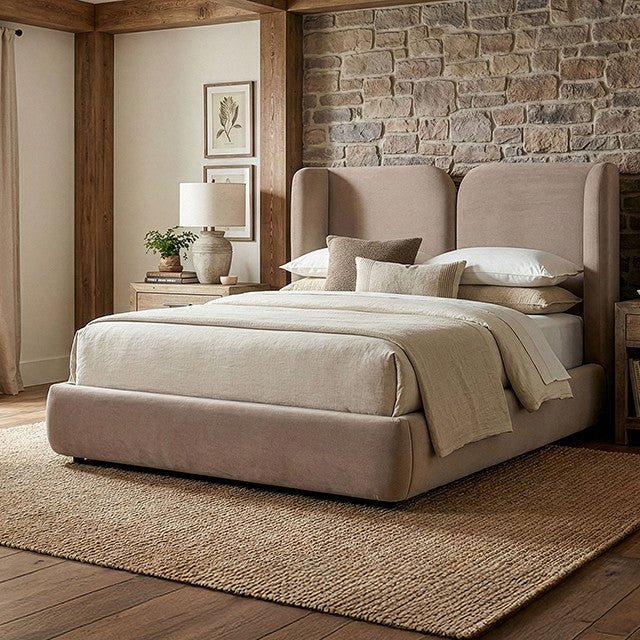 Trevers Modern Wood Bed Frame with Panel Headboard