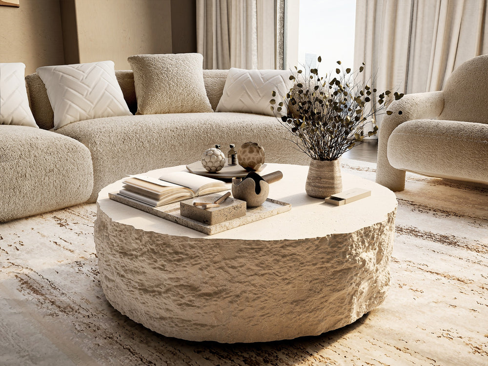 Quarry - Modern Off-White Round Coffee Table - View 5