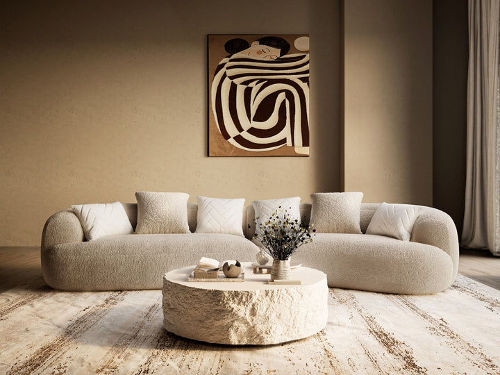 Trevor - Modern Tan Fabric Curved Sectional