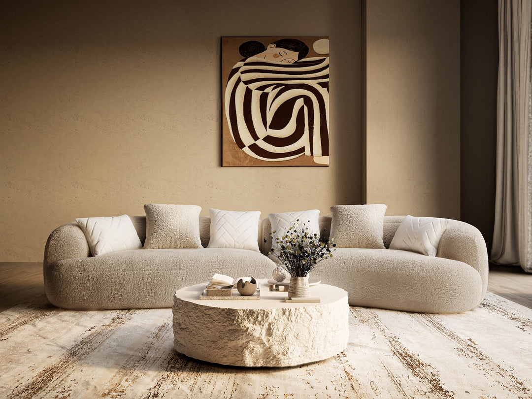 Trevor - Modern Tan Fabric Curved Sectional