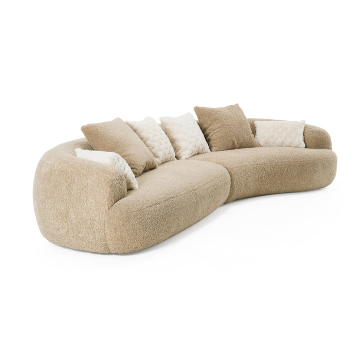 Trevor - Modern Tan Fabric Curved Sectional