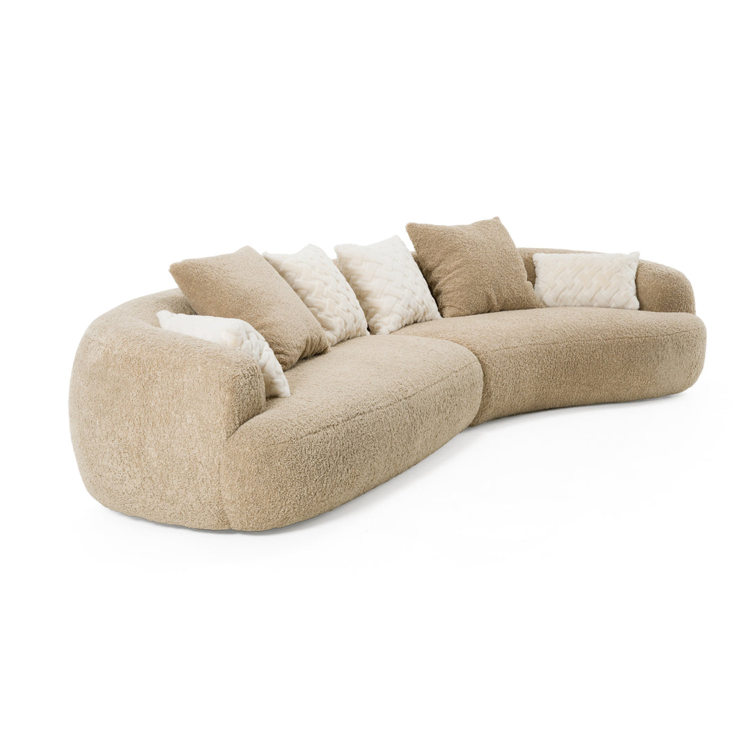 Trevor - Modern Tan Fabric Curved Sectional