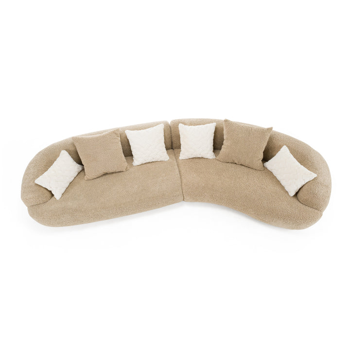 Trevor - Modern Tan Fabric Curved Sectional