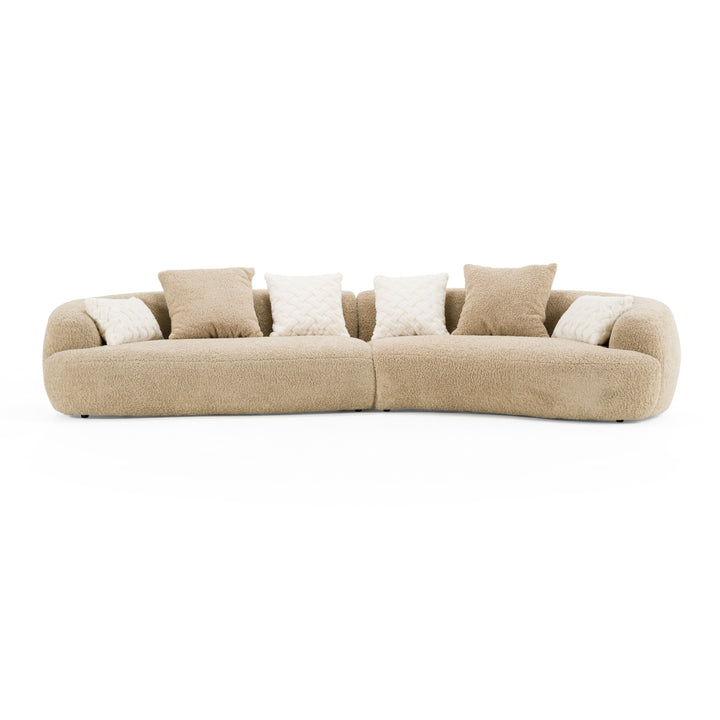 Trevor - Modern Tan Fabric Curved Sectional