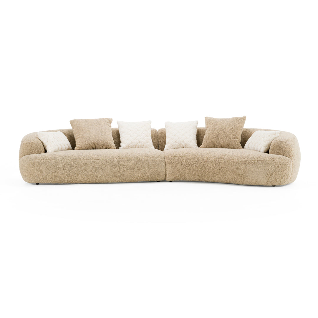 Trevor - Modern Tan Fabric Curved Sectional