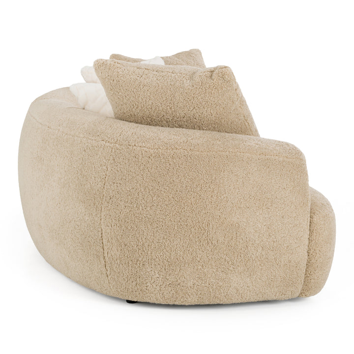 Trevor - Modern Tan Fabric Curved Mini Sectional Sofa