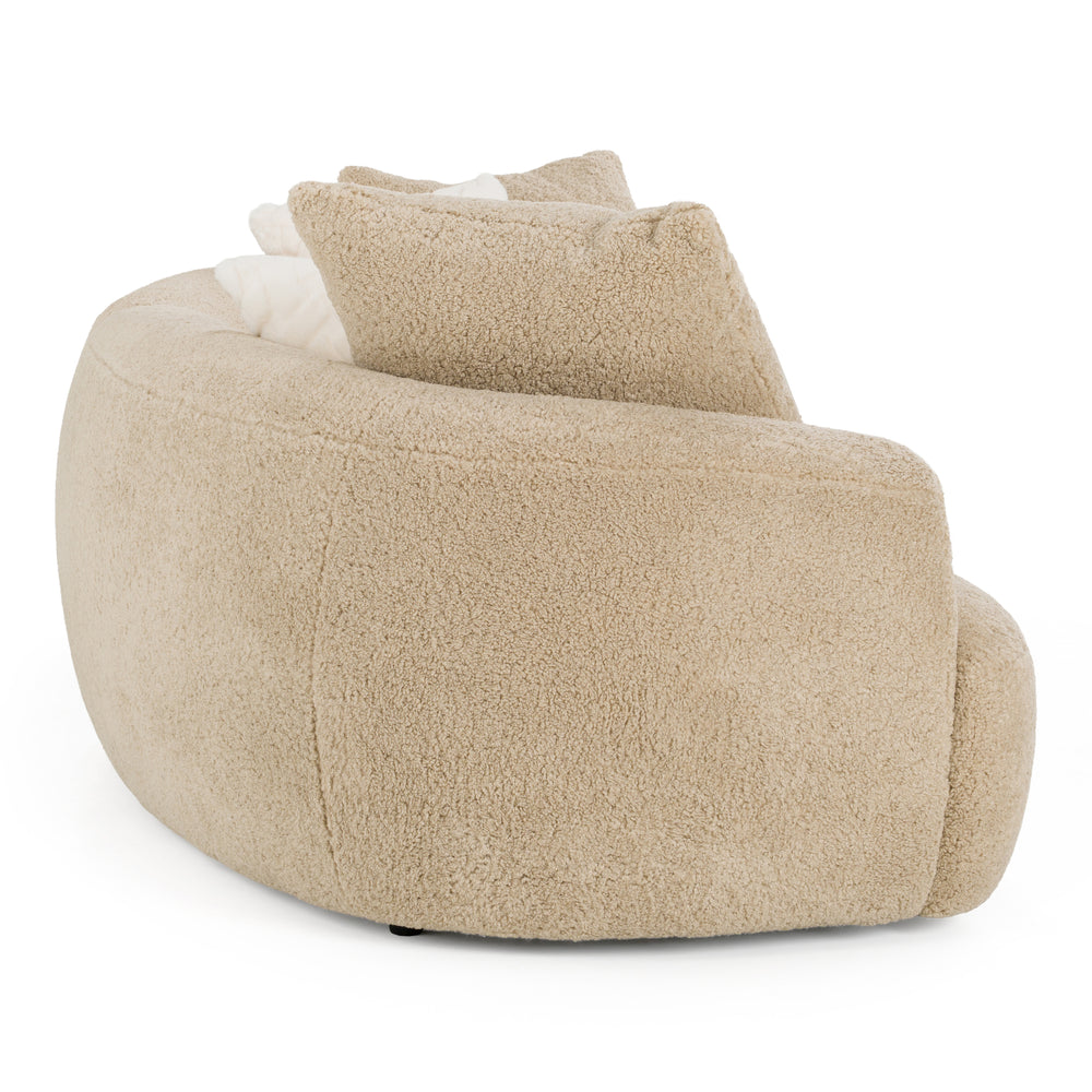 Trevor - Modern Tan Fabric Curved Mini Sectional Sofa - View 3