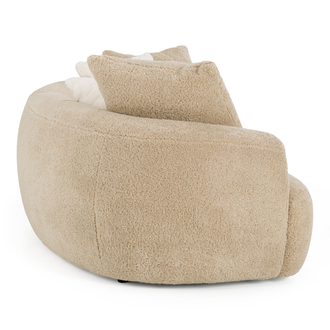 Trevor - Modern Tan Fabric Curved Mini Sectional Sofa