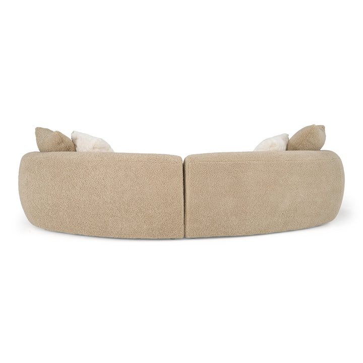 Trevor - Modern Tan Fabric Curved Mini Sectional Sofa