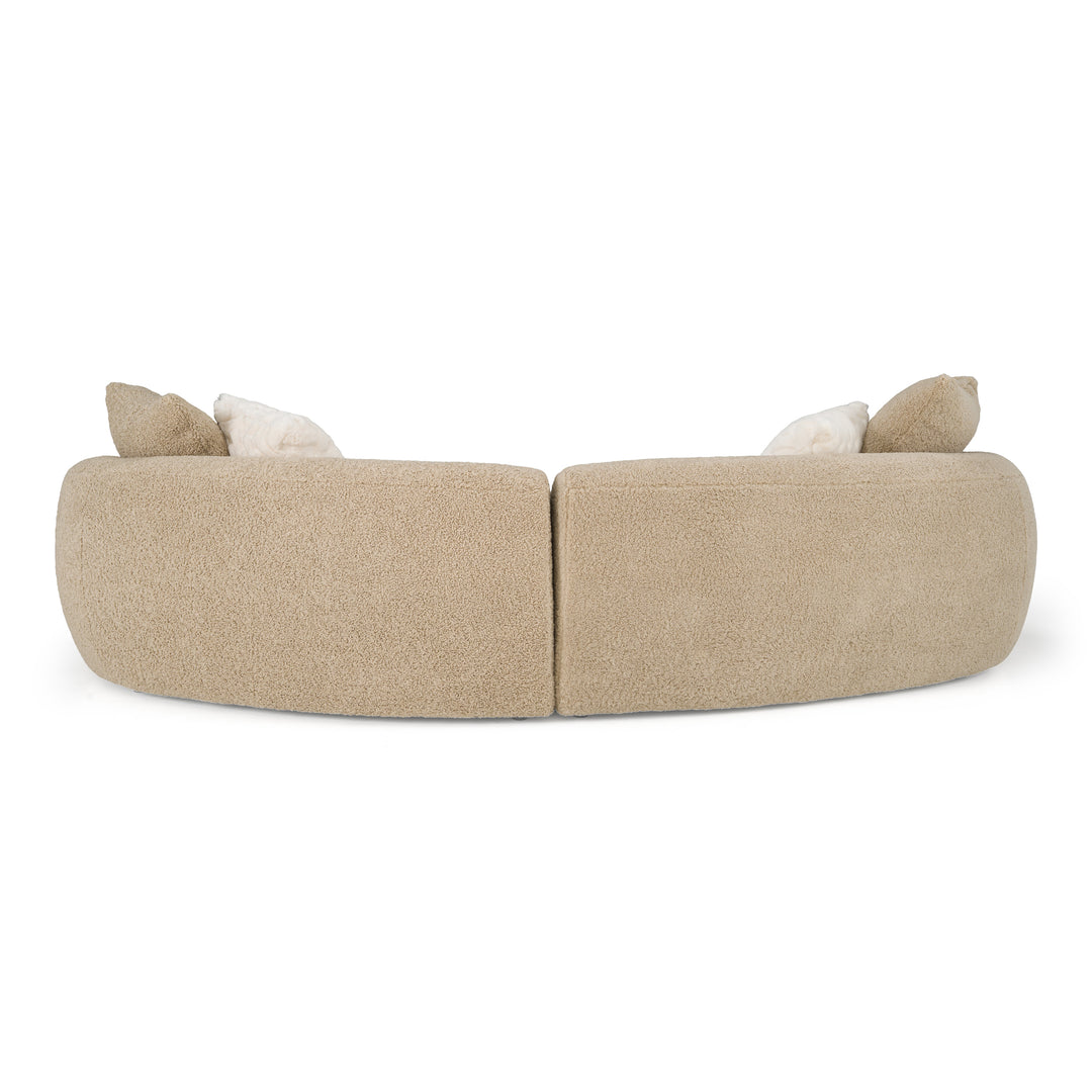 Trevor - Modern Tan Fabric Curved Mini Sectional Sofa