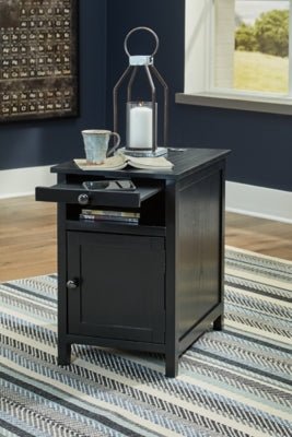 Treytown Chairside End Table - Black Chair Side Table modern furniture Contempo Furniture