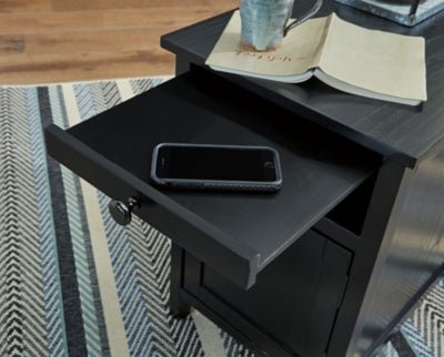 Treytown Chairside End Table - Black Chair Side Table modern furniture Contempo Furniture
